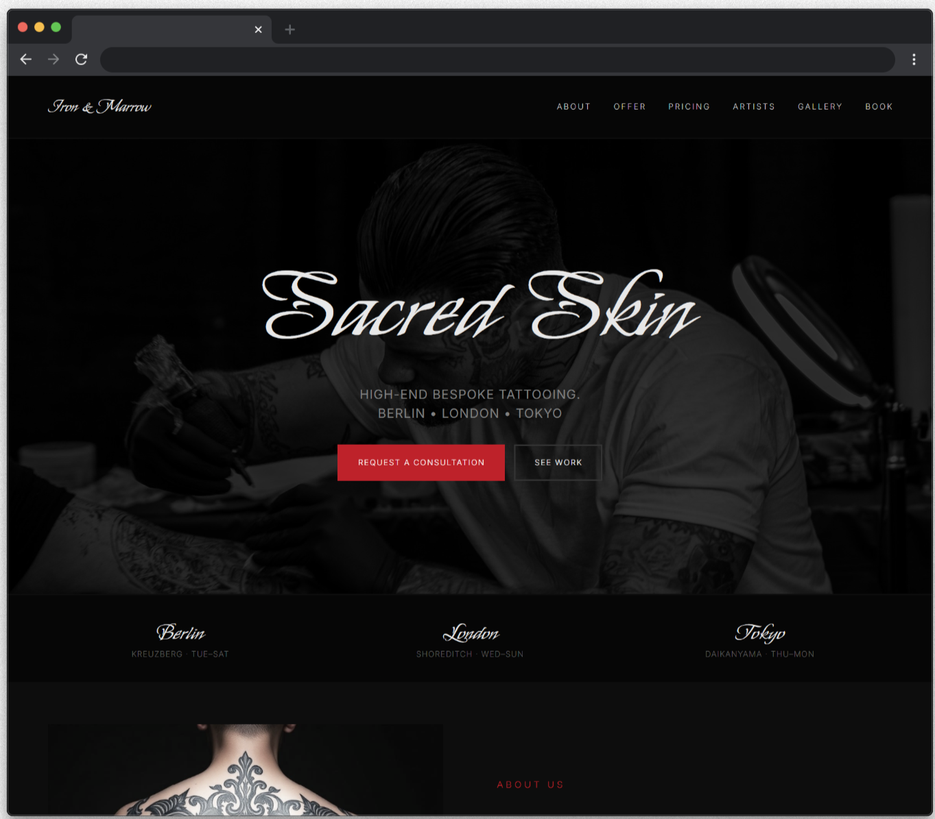 Sacred Skin Tattoo Carrd Template